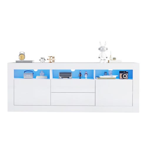 Mobile TV, Lucido, Con Illuminazione A LED, 2 Scomparti, 4 Cassetti Grandi, Molto Spazio Per Riporre Bianco 83274420 Mobile TV, Lucido, Con Illuminazione A LED, 2 Scomparti, 4 Cassetti Grandi, Molto Spazio Per Riporre Bianco 83274420