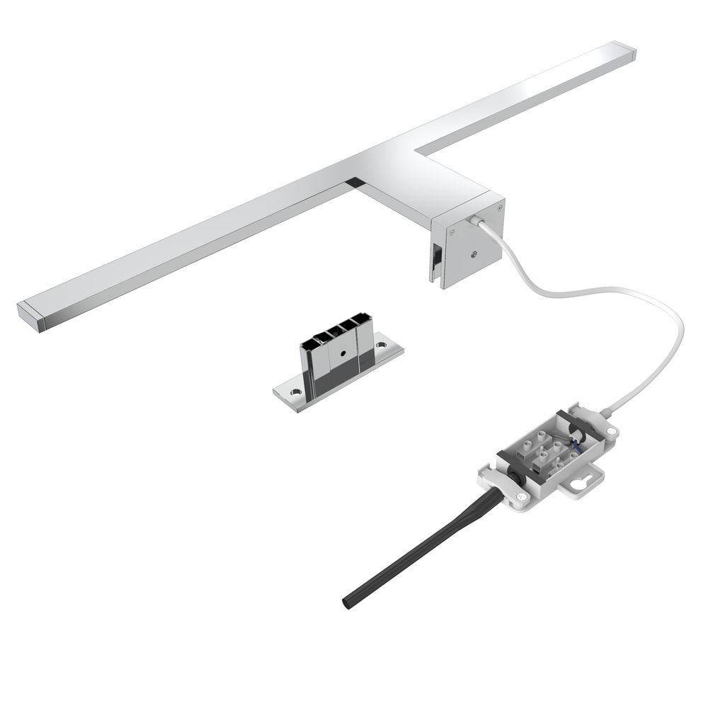 Applique LED salle de bain - chrome - 8W 780lm - 4000K - IP44 - fixation murale et pince miroir - B.K.Licht - 7