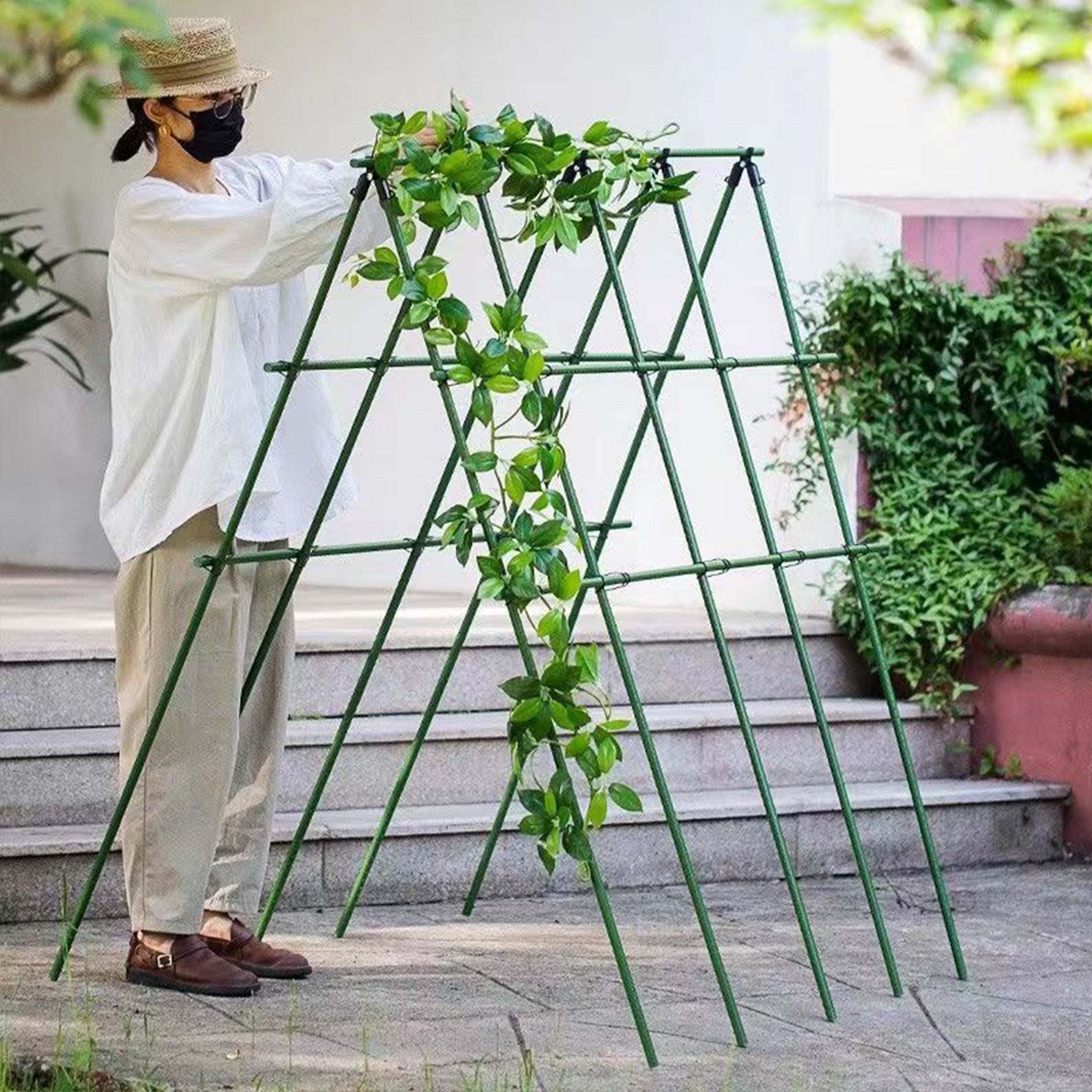Ensemble de 36 supports d'escalade, piquets de jardin en tube d'acier plastifié, piquets de support pour plantes, adaptés aux plantes grimpantes - 4