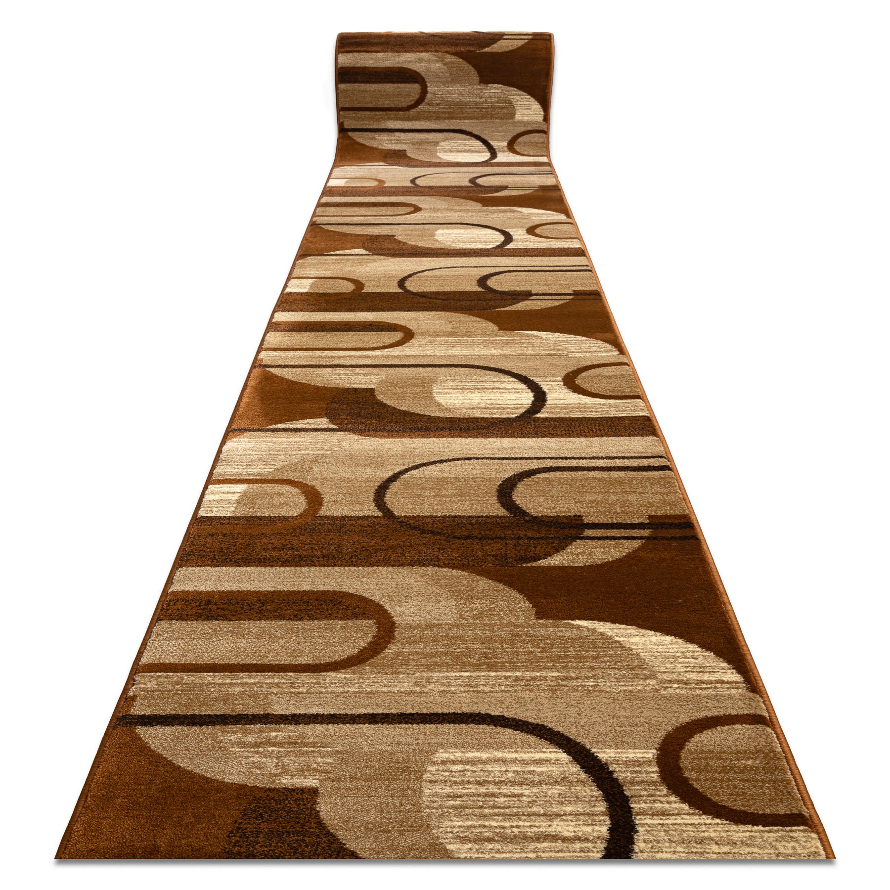 Chodnik HEAT-SET ROYAL HE405 GEOMETRYCZNY brąz / krem 70cm 70x240 cm