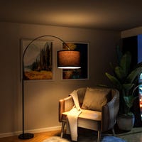 Depuley Lampadaire LED Trépied en Bois pour Salon, Lampe sur Pied Moderne Abat-Jour en Tissu Lin Depuley Lampadaire LED Trépied en Bois pour Salon, Lampe sur Pied Moderne Abat-Jour en Tissu Lin