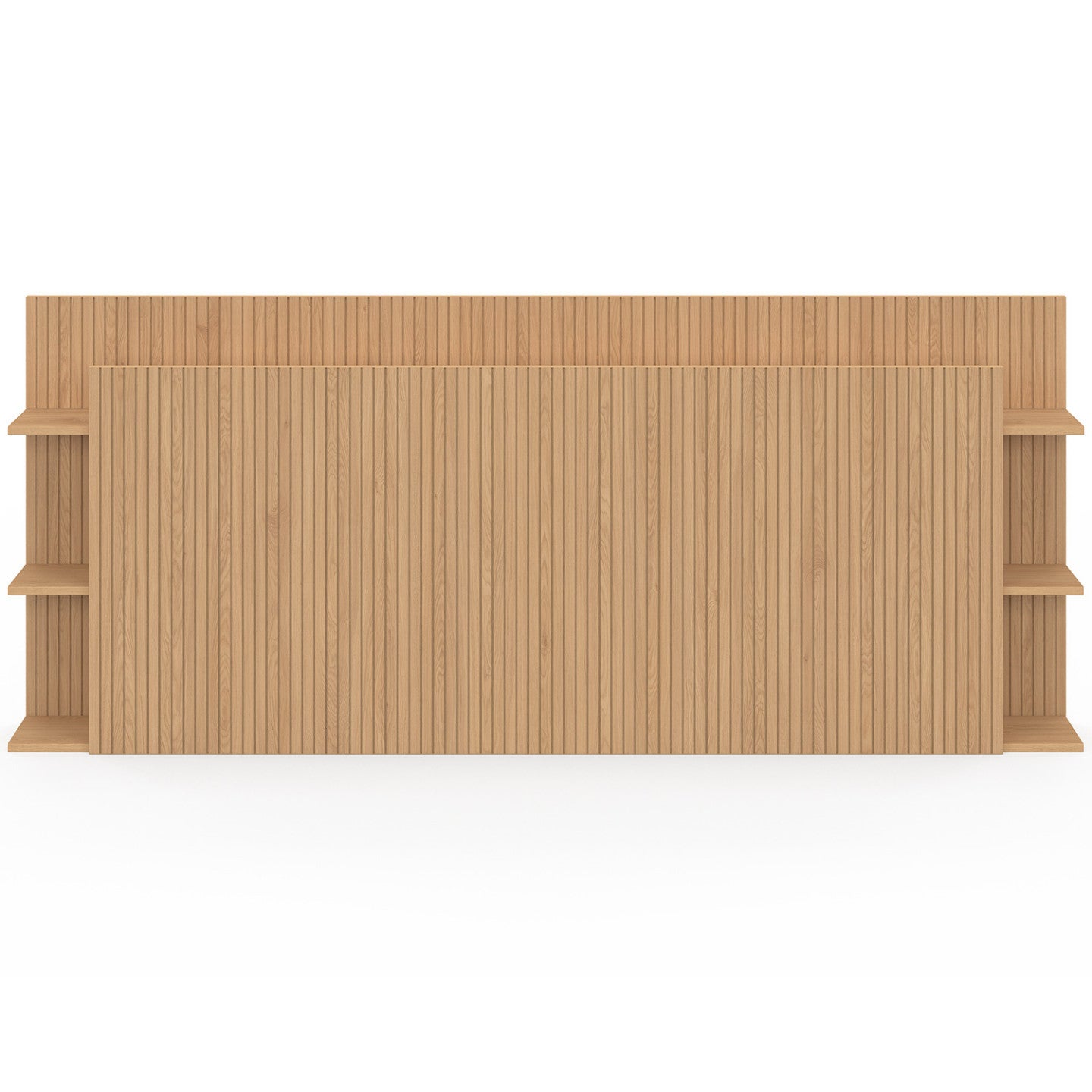 Tête de lit sur pied JULIETTE pour lit 140 et 160 cm avec rangements effet lattes tasseau bois - 3