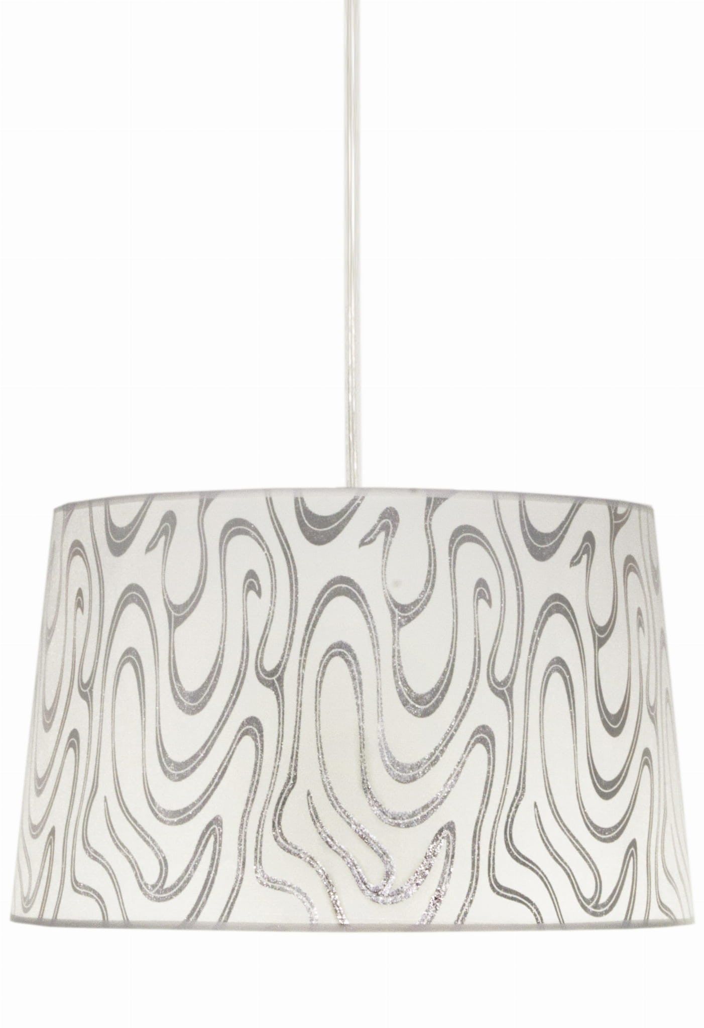 Lampa sufitowa Tiger srebrno-biała 1xE27x60W wym: 110 x 40 x 40 cm tkanina Candellux
