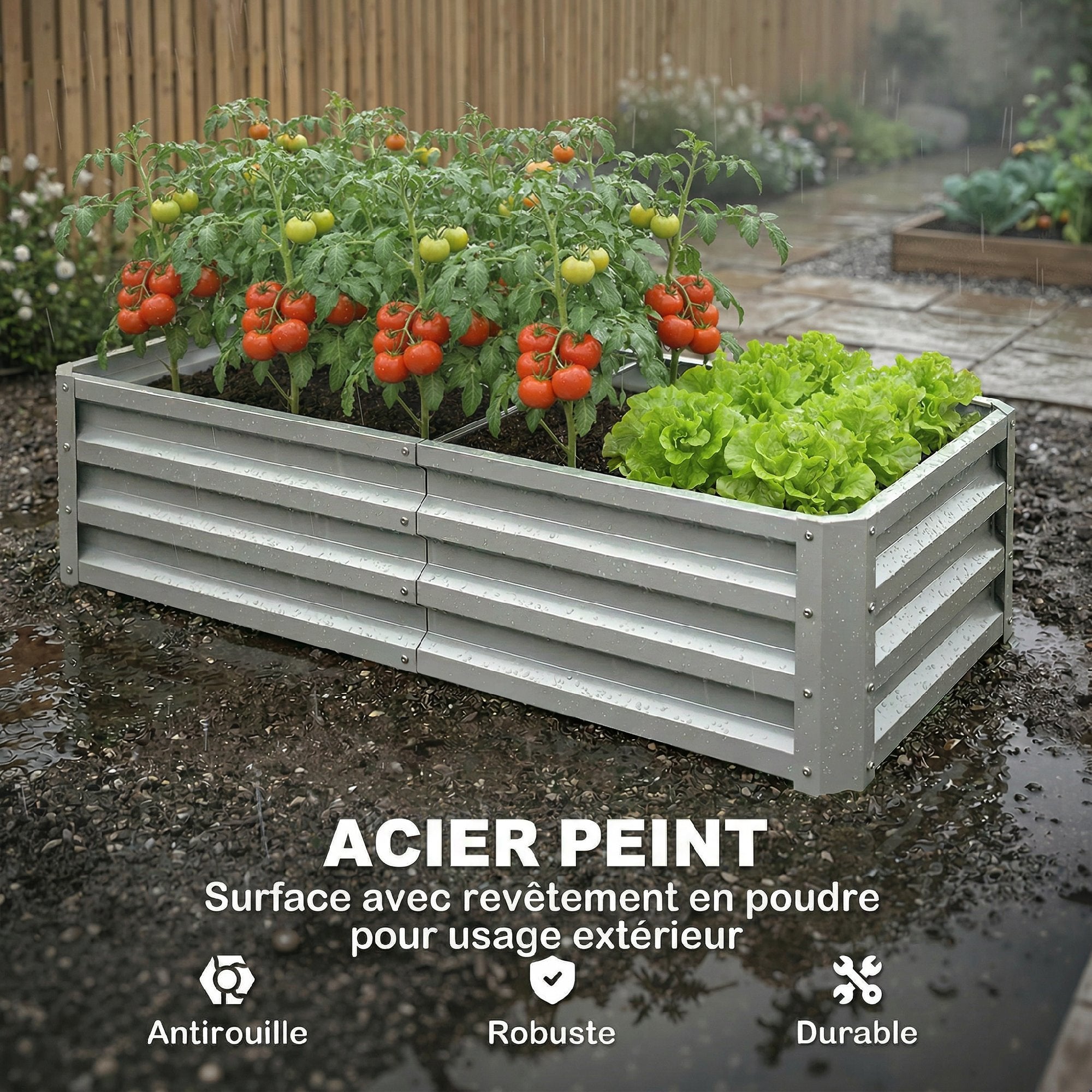 Carré potager Acier galvanisée Outsunny - 4