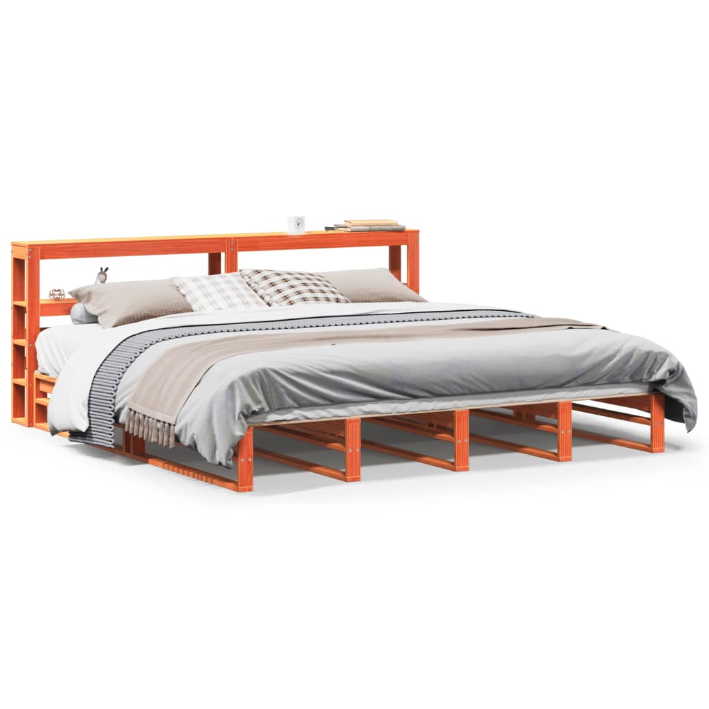 Cadre de lit sans matelas cire marron 180 x 200 cm bois de pin massif - 2