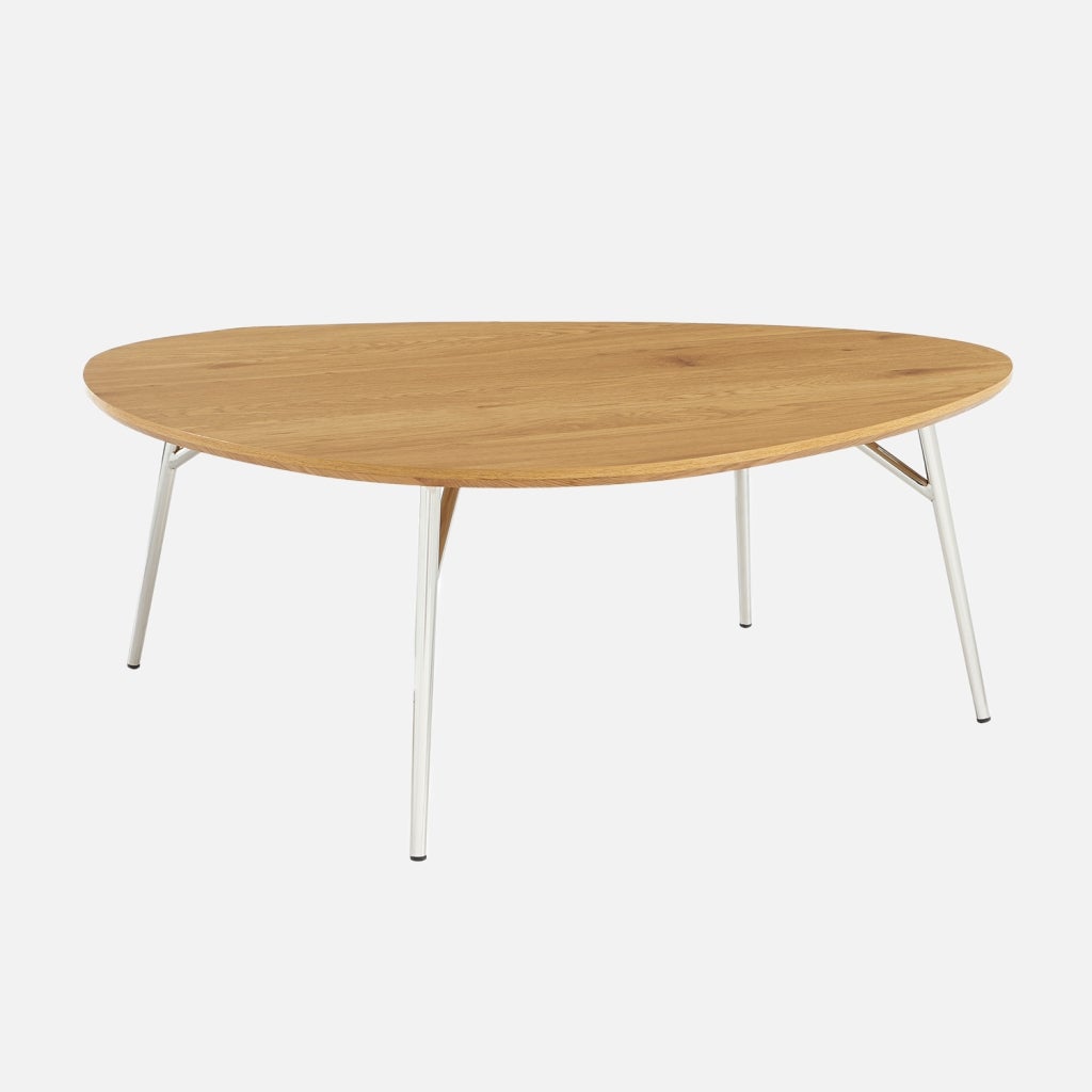 Mesa de centro triangular patas cromadas y efecto madera, Roble | Leroy ...