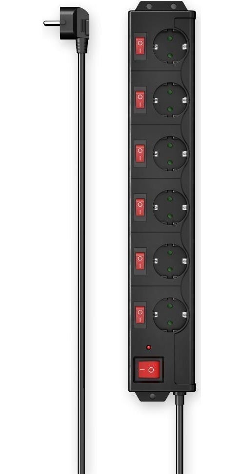 Regleta Hama 6 Tomas con Protección Sobretensión e Interruptores Individuales - Imagen 3