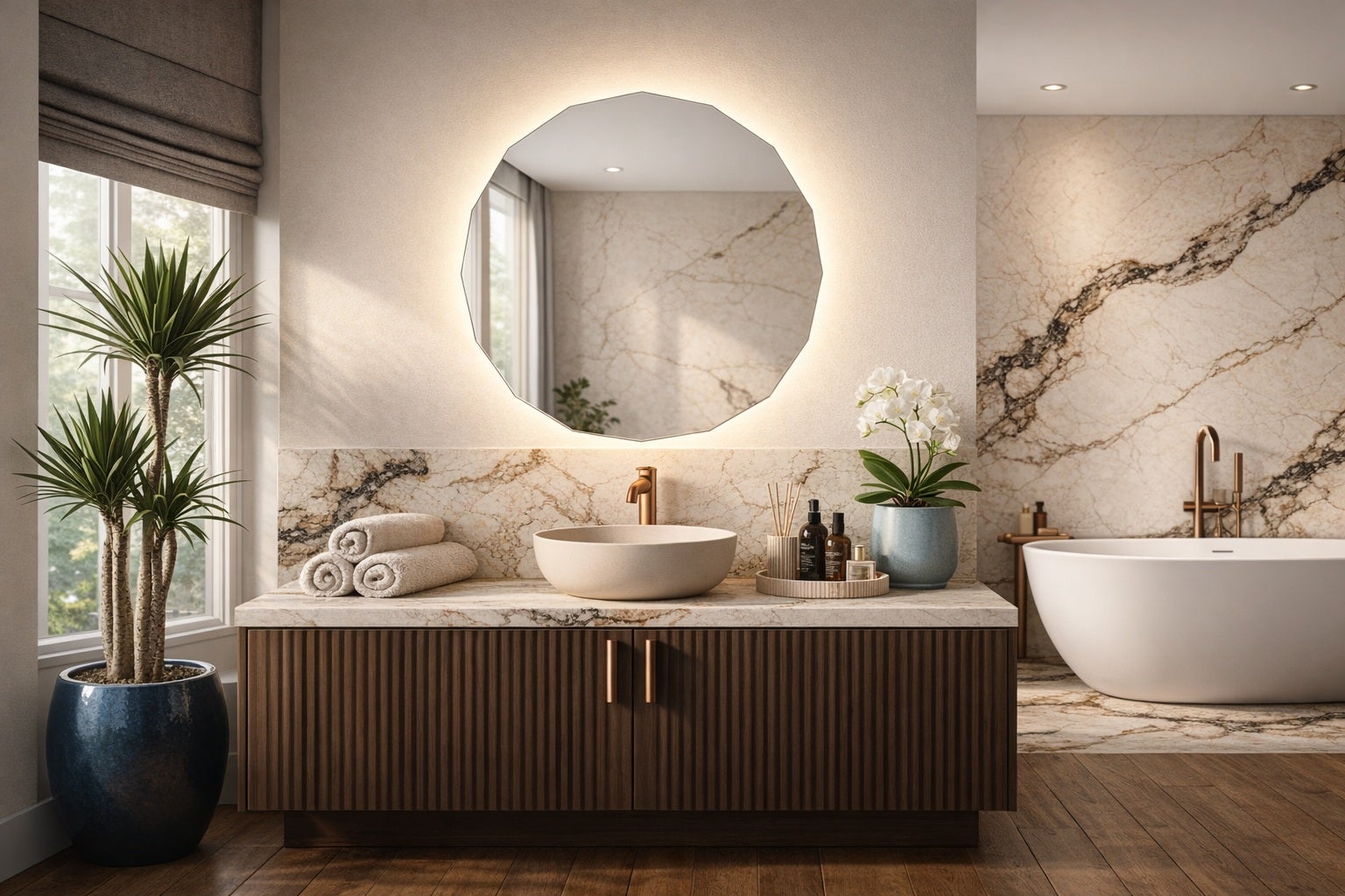 Glamour Round Line lustro z oświetleniem LED, bez ramy 80cm