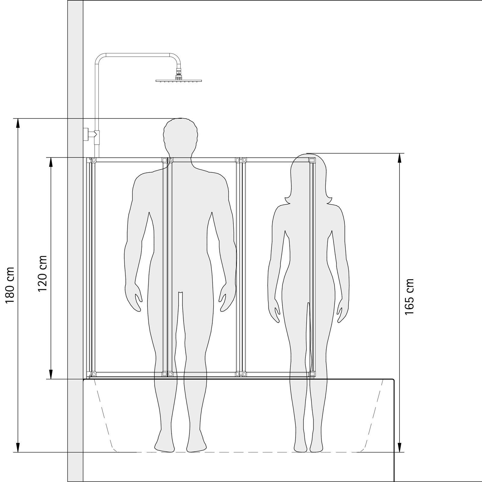 Pare-baignoire pivotant transparent noir, H.120 x l.127 cm SCHULTE, à coller, paroi de baignoire réversible, écran 3 mm pliant, 3 volets rabattables - 3