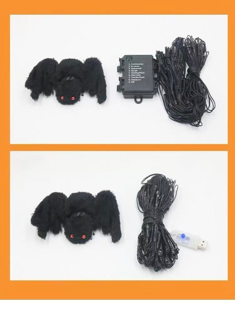 Gcstnn Guirlande Lumineuse En Toile D'araignée D'Halloween - 6 X 5 M - 150 LED Orange Violet - USB/batterie Avec Minuterie - 8 Modes - Étanche - Pour Jardin, Maison Hantée, Extérieur, Intérieur