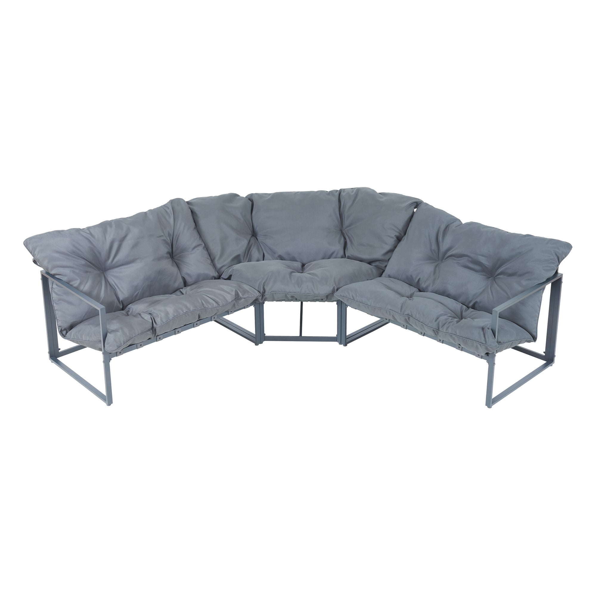 Set Salottino per Esterno Karg Divano Modulare a 3 pezzi e Tavolino con Piano in Vetro Nero Mobili da Giardino- Grigio Scuro casa.pro - 6