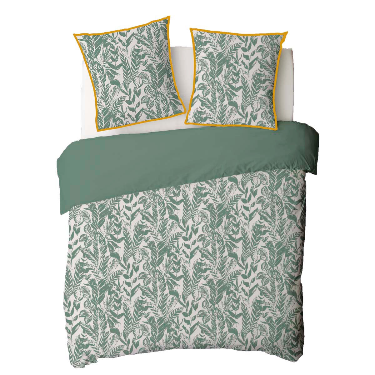 Parure de lit 2 personnes tropical réversible unie 240x220cm - 5