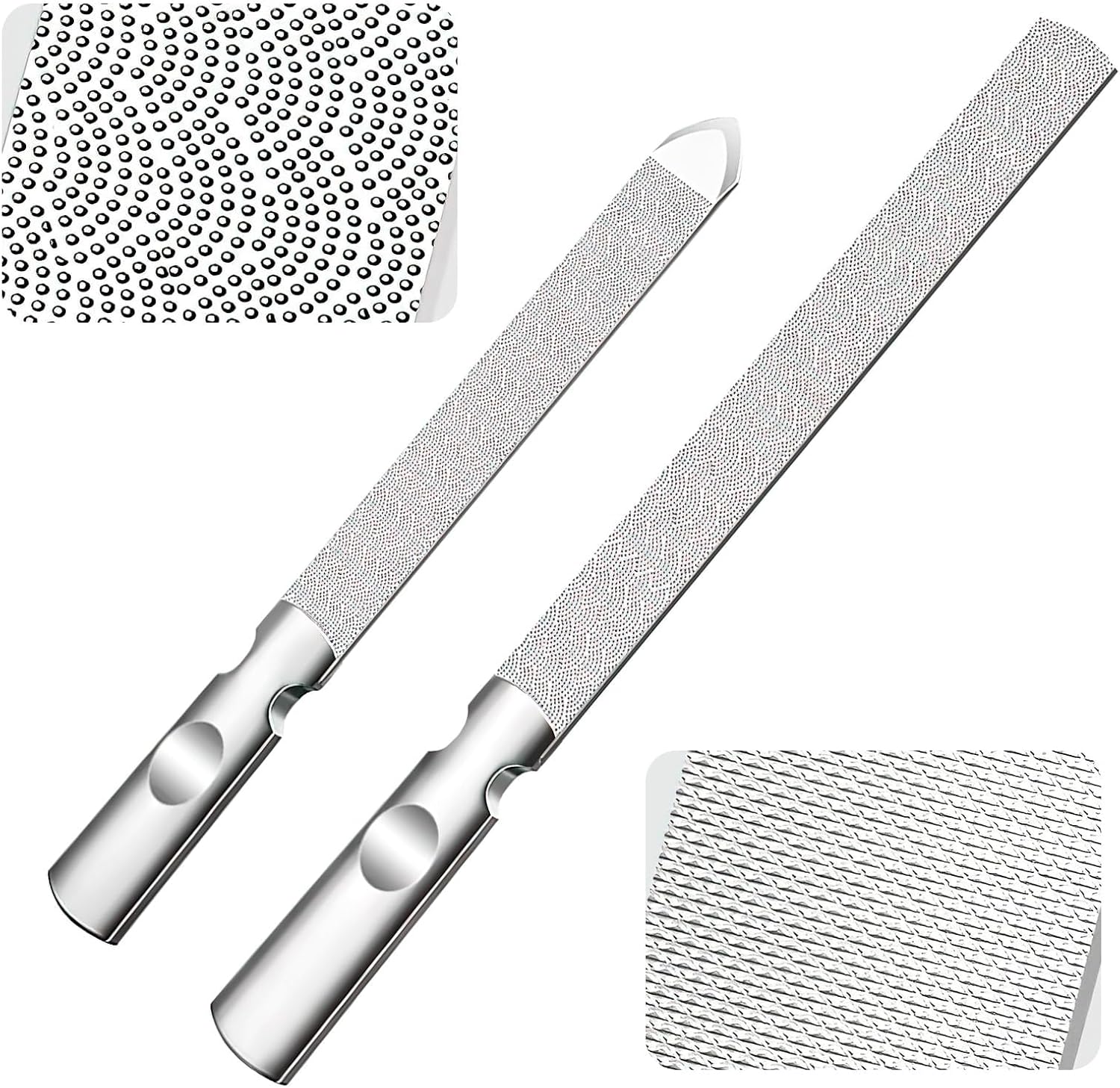 Limas de uñas de acero inoxidable de doble cara lavables con mango