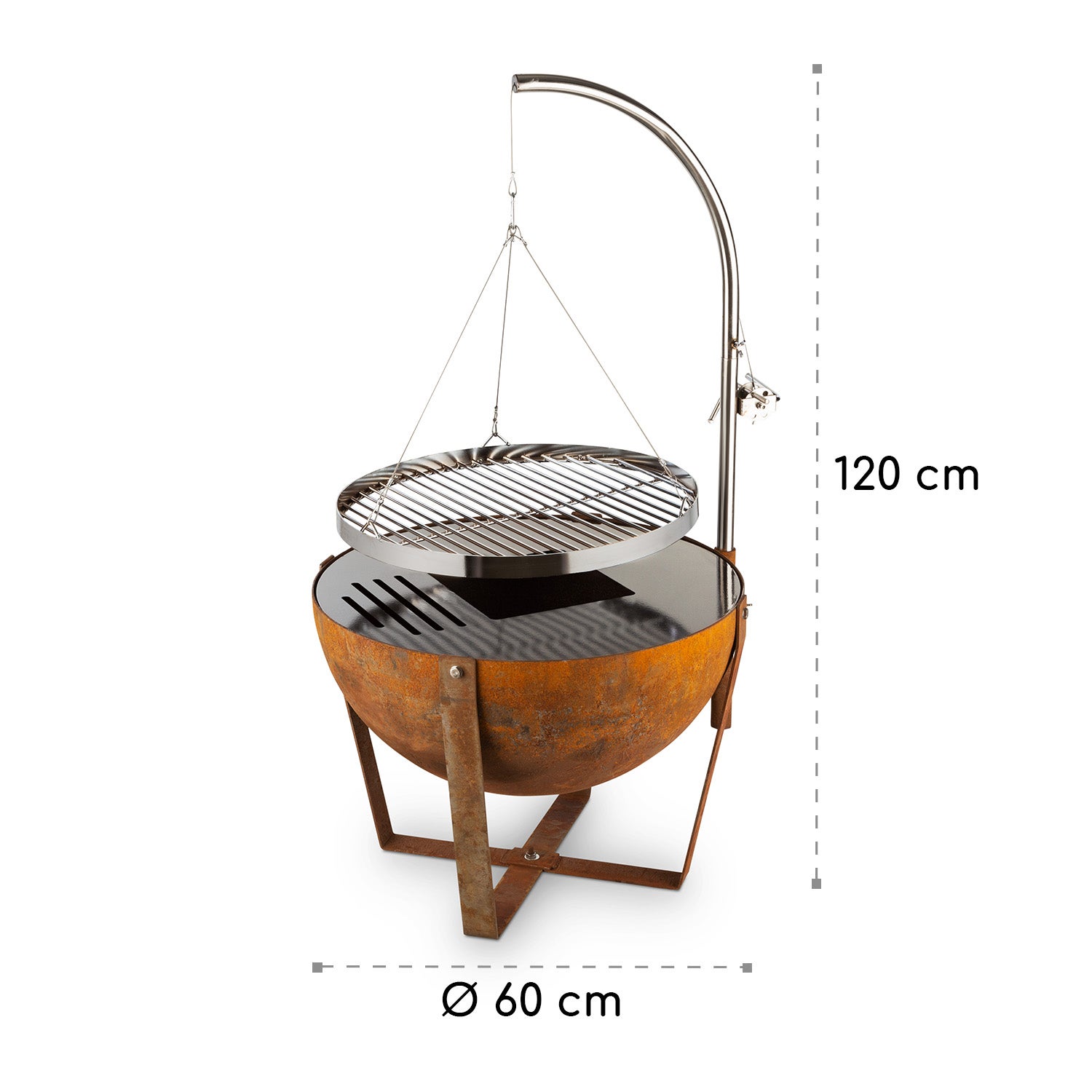 BLUMFELDT Fire Globe braséro avec barbecue Ø 60cm acier Jaune / doré - 7