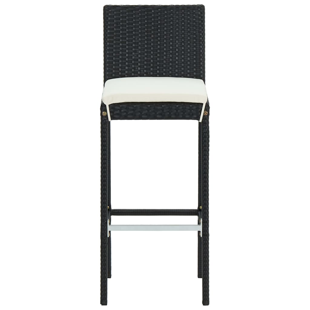 Tabourets de bar de jardin et coussins 4pcs Noir Résine tressée - 4