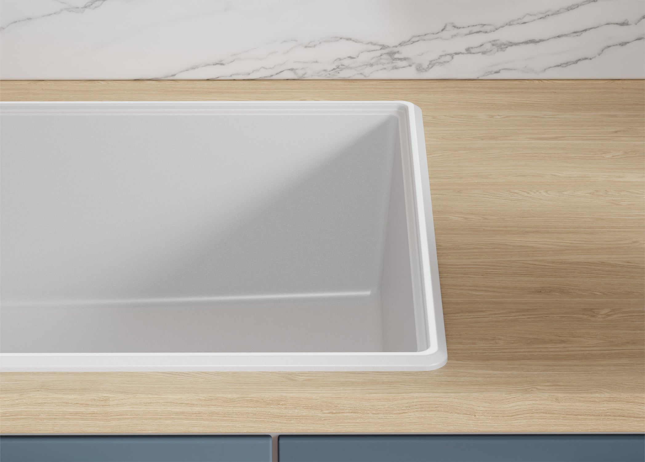 Lava-louça de pousar Branco 78x50cm, Pia de Cozinha 1 cuba + Kit de drenagem + Kit de acessórios, Pia em Granito em armários de 45cm PRIMAGRAN - 3