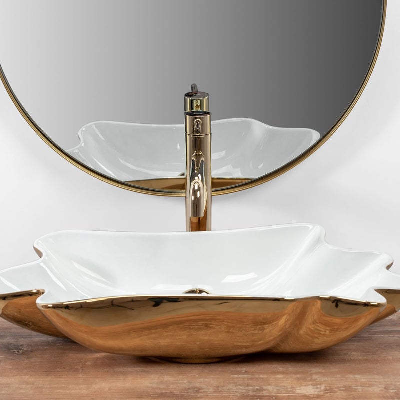 Umywalka Nablatowa Rea Infinity Biały Złoty 62 X 33