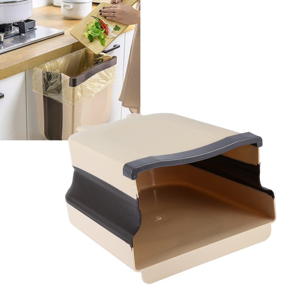 Składany kosz na śmieci do zawieszenia na drzwiach szafki kuchennej