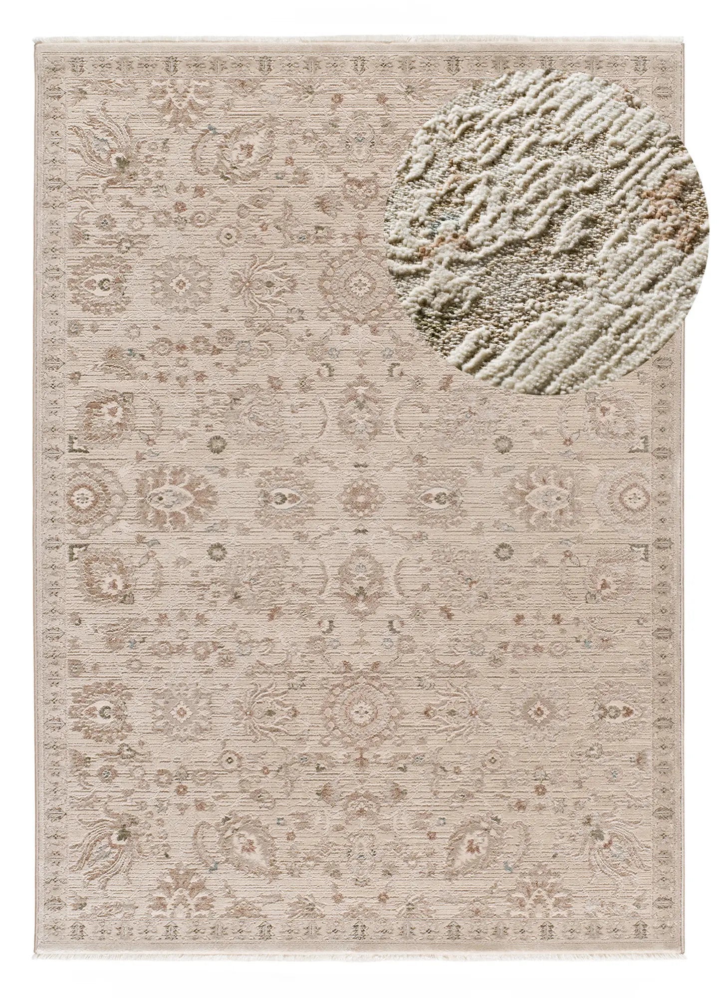 Tapis intérieur beige rectangulaire l.160 x L.230 cm ONA vintage avec franges - ATTICGO - 2