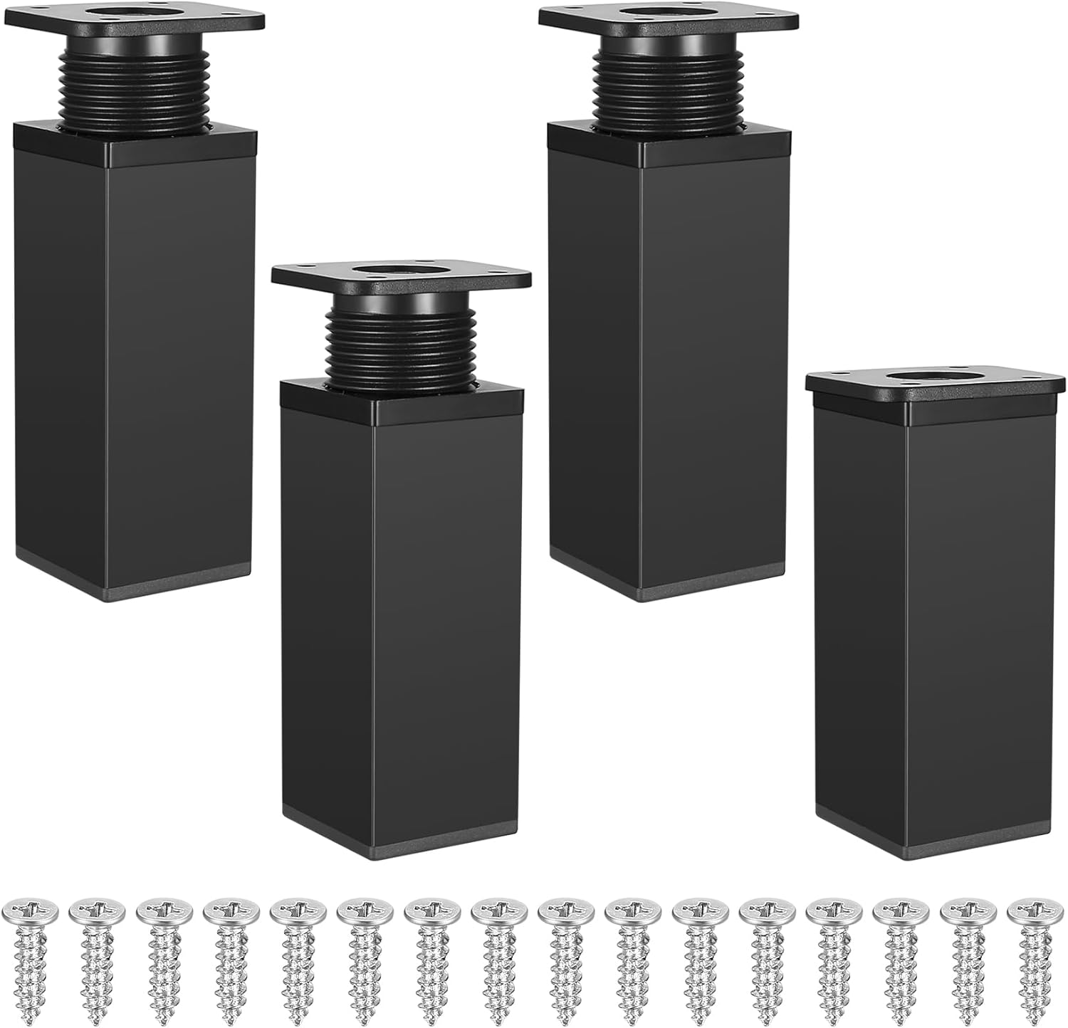 Sztuki regulowanych nóg meblowych, metalowe nogi stołowe z regulacją wysokości, szafki kuchenne, regulowane nogi stołowe (10 cm, czarne)