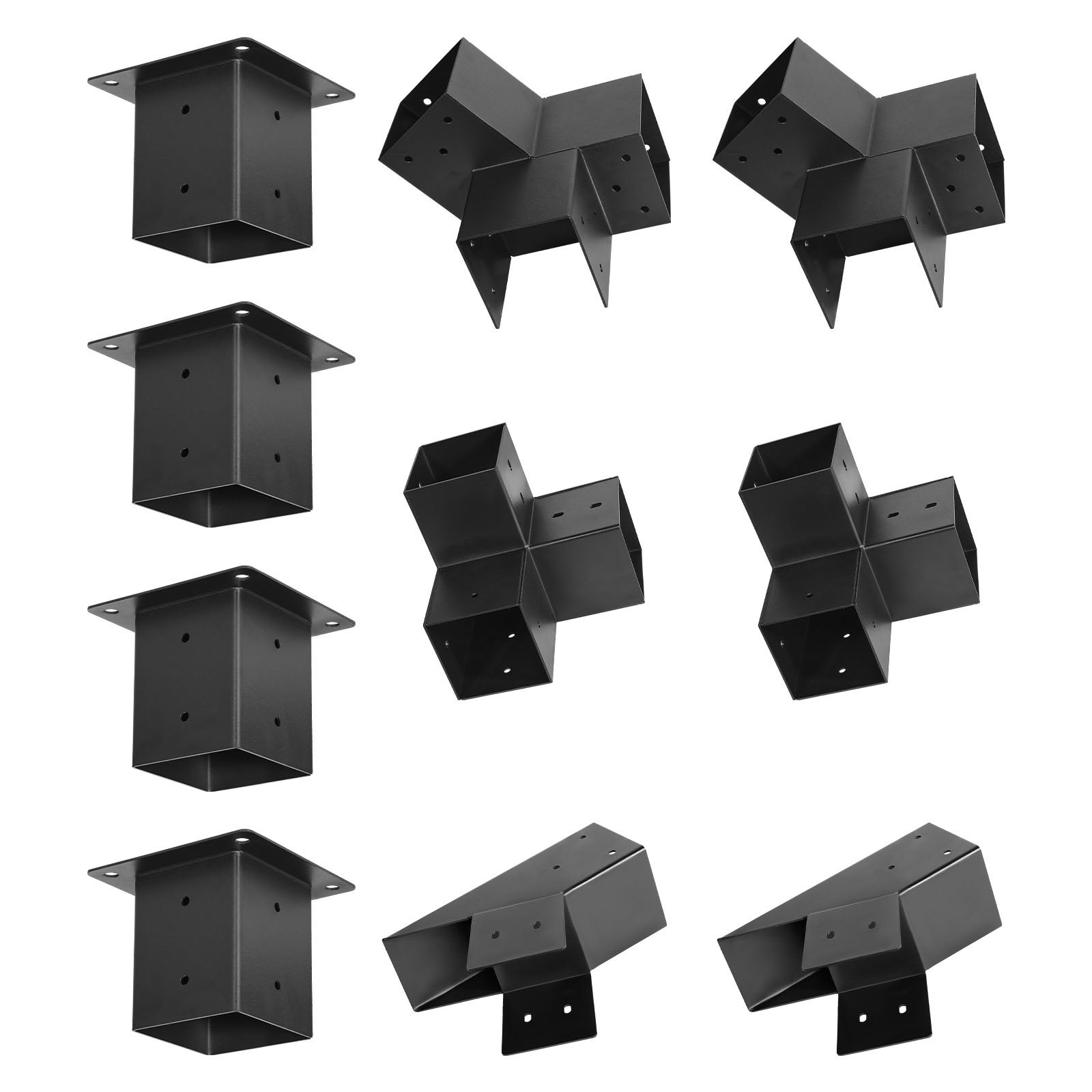Kit Pergola 14 Pièces,VEVOR Connecteurs Toit Pointu 3/4 Voies + Bases,pour Poutres 4x4