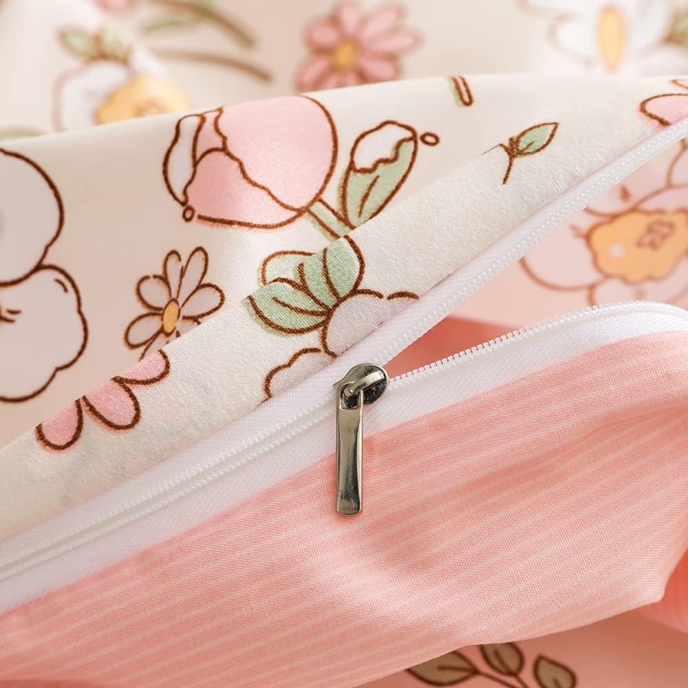 Housse de Couette 220x240 Fleurs Motif Coloré Rose Floral Parure de Lit 2 Personne Adulte avec Fermeture Éclair avec Taies d'oreiller 50x75 cm - 5