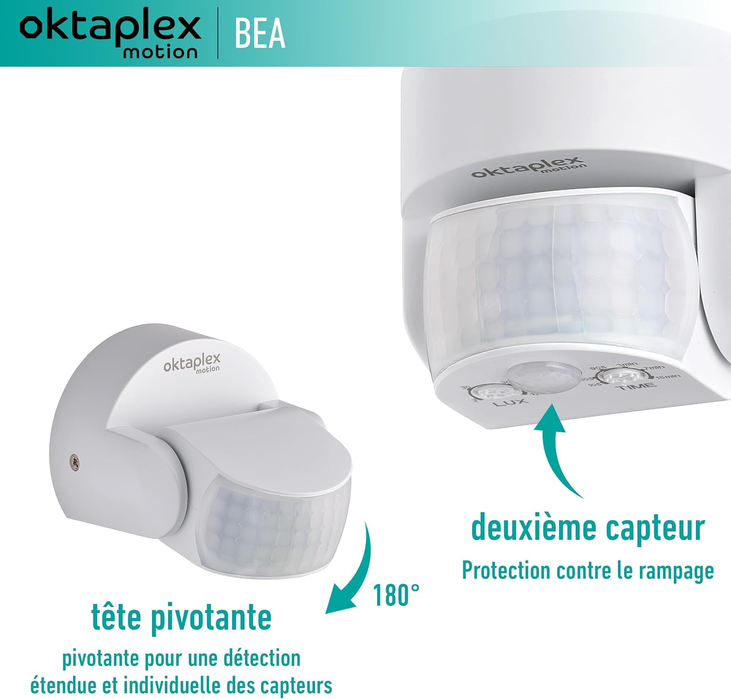 Oktaplex set van 2 Tea draaibare bewegingsmelder outdoor 360 graden incl. afstandsbediening infrarood sensor IP65 9m bereik 230V bewegingsmelder antraciet