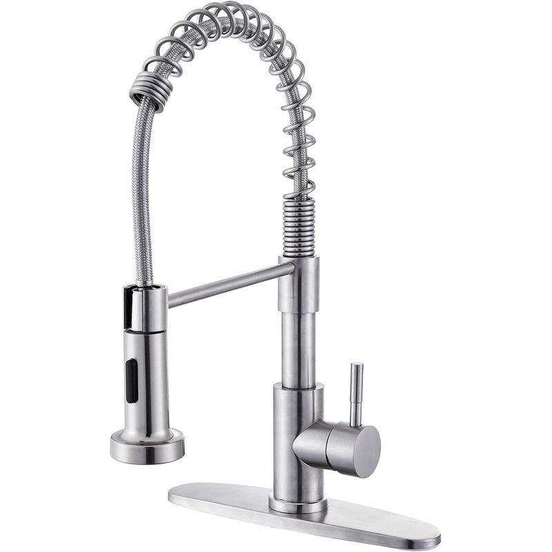 Bateria kuchenna z wyciąganą wylewką, ze stali nierdzewnej w kolorze niklu szczotkowanego, na 1 lub 3 otwory