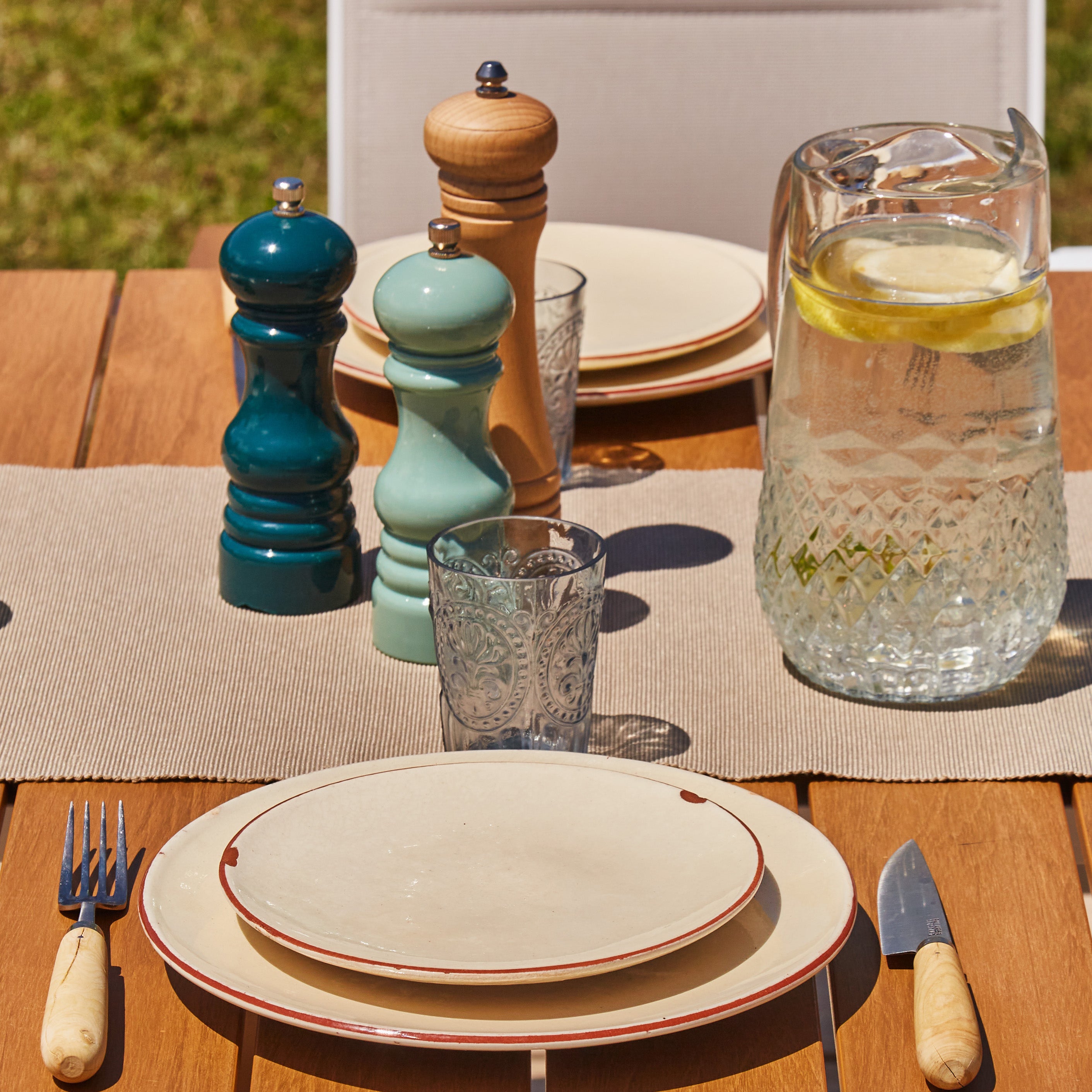 Table jardin imitacion en bois et alluminium blanc 130x70 - Osaka - 6