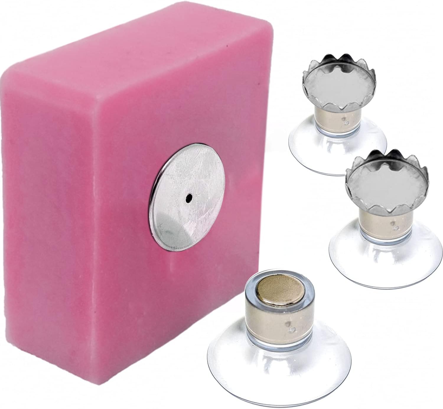 Zestaw 3 magnetycznych mydelniczek z przyssawkami | Prosty design i mocny uchwyt | Stal nierdzewna | Montaż na ścianie | Nie wymaga wiercenia | Łazien