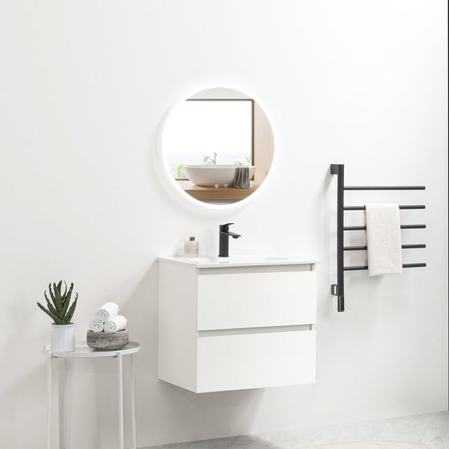 Ensemble Meuble prémonté 60 blanc-Vasque céramique-Miroir JOY