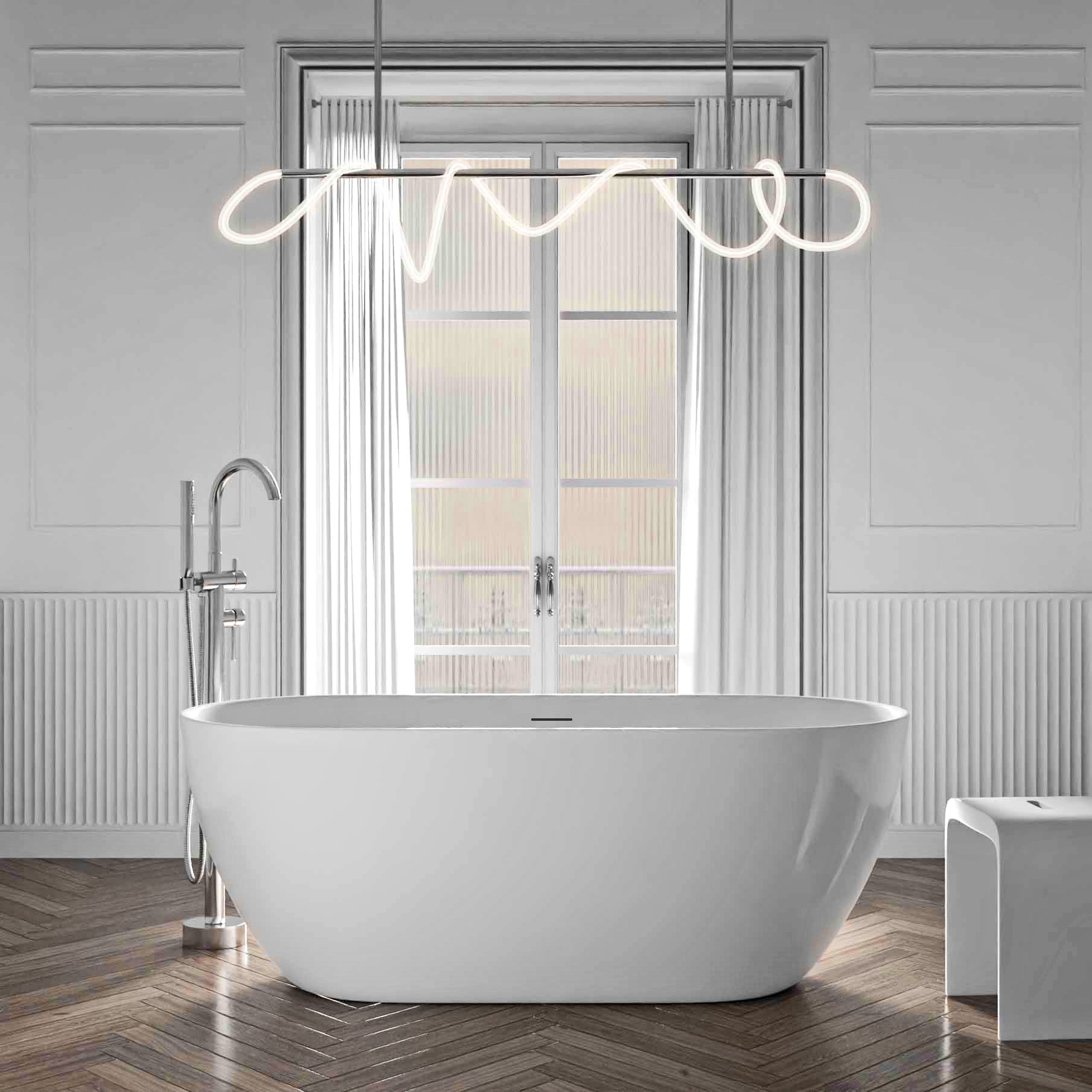 BERNSTEIN - Baignoire îlot Acrylique ovale 168x80x59cm Blanc brillant + Bonde et trop plein - JAZZ PLUS 2.0 - 6