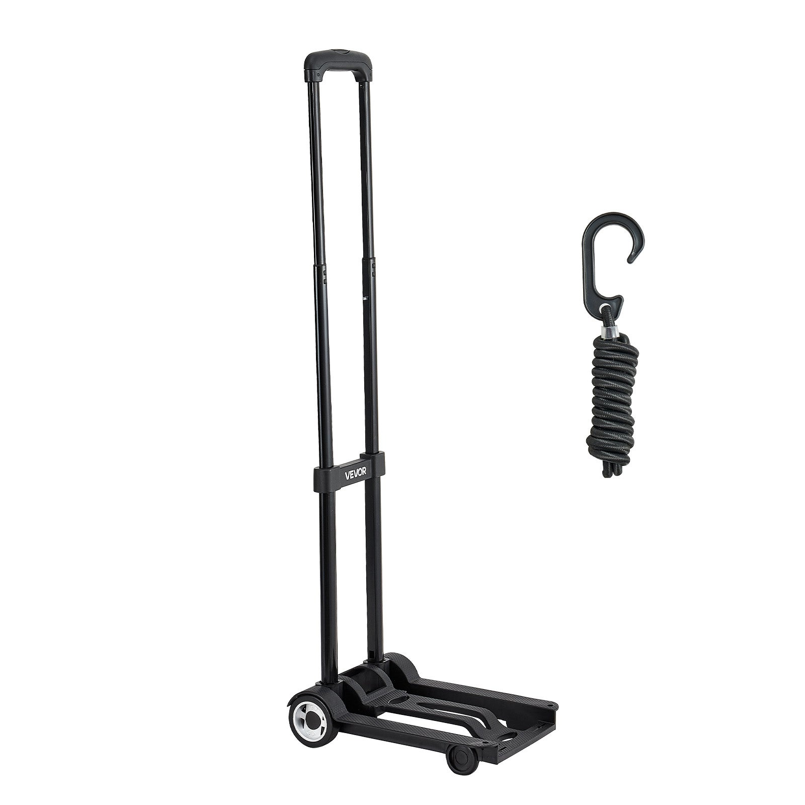 Diable pliant 2 roues VEVOR, chariot pliable, capacité 49,9 kg, 1 corde élastique, plateforme utilitaire pour déménagement, bureau, noir - 9