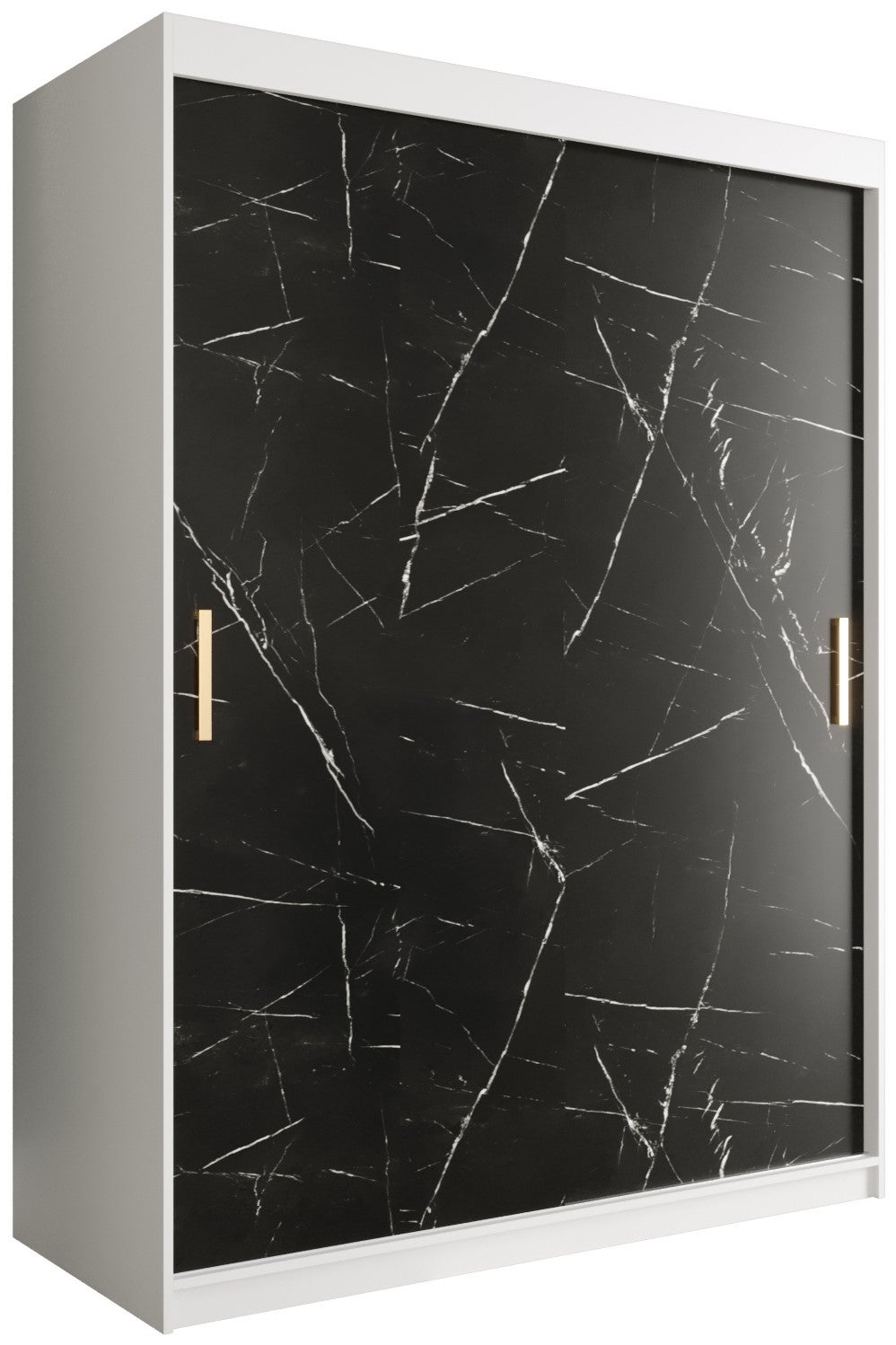 Szafa przesuwna garderoba MARMUR T 150 x 62 x 200 cm Biały + Marmur Czarny - Abiks Meble