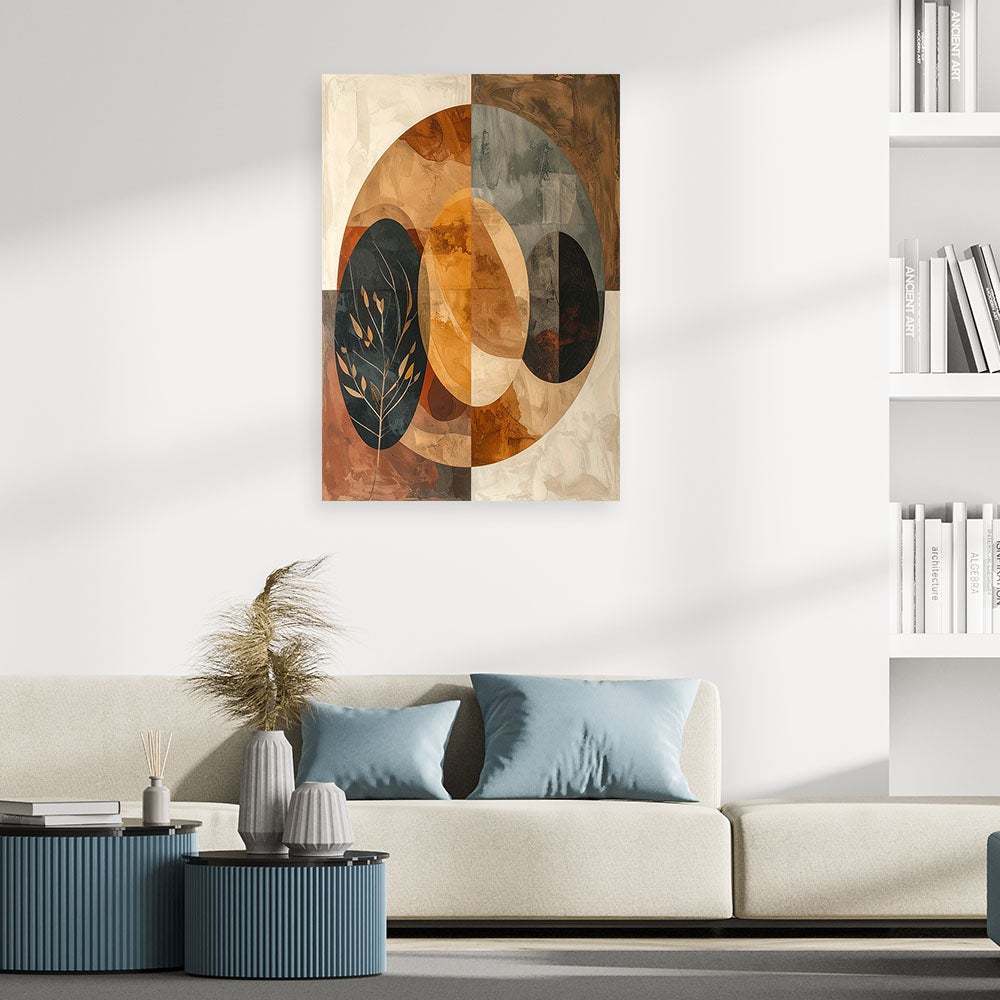 Obraz do salonu sypialni biura spa, Abstrakcja geometryczna w beżowo brązowych kolorach 80x120 - 2