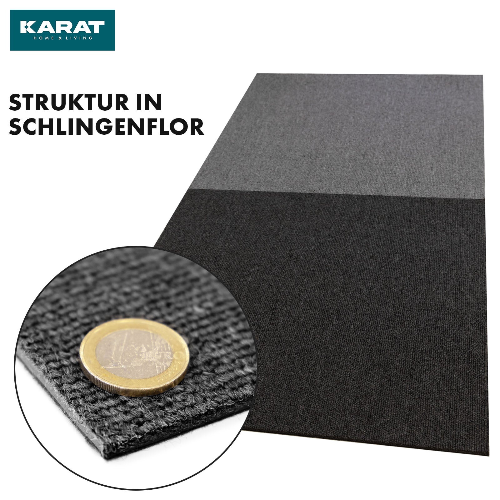 Moscow Dalle moquette bouclée 50X50 Revêtement Isolant Mur/Sol, Anthracite, 1 Pièce 50x50 cm - 5