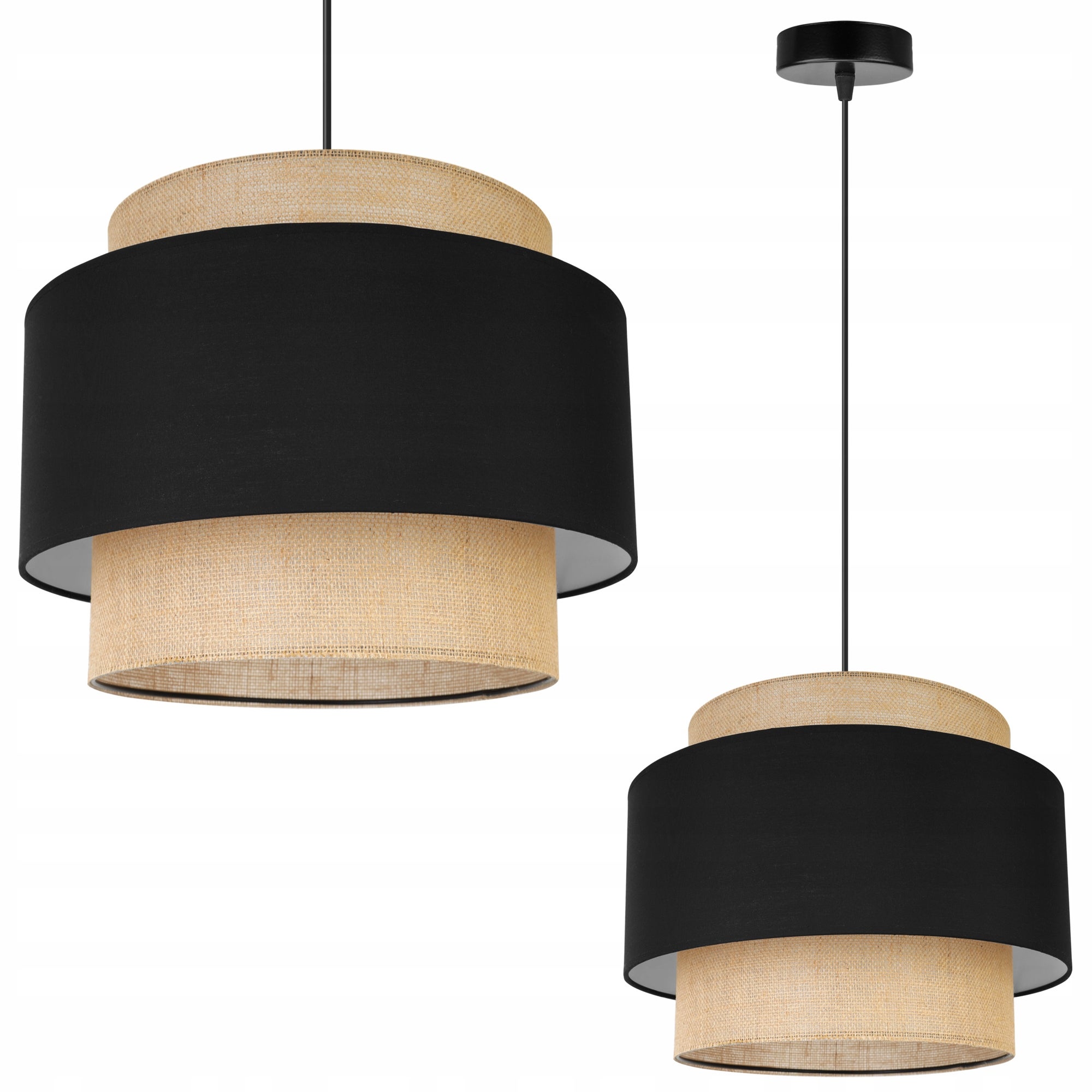 Lampa sufitowa wisząca Boho loft 1xE27 abażur juta 35cm czarny Light Home LH