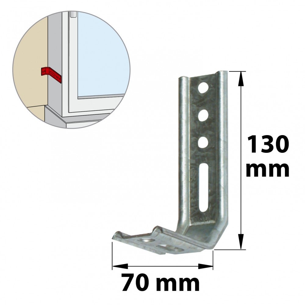 Equerre de fixation acier zingué, H.130 x L.70 x P.30 mm - 3
