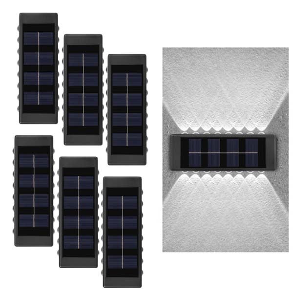 Ścienny Reflektor Solarny LED Kinkiet Białe światło Podwójna Projekcja Góra Dół Automatyczne Włączanie Wyłączanie Do Schodów Aranżacji Ogrodów