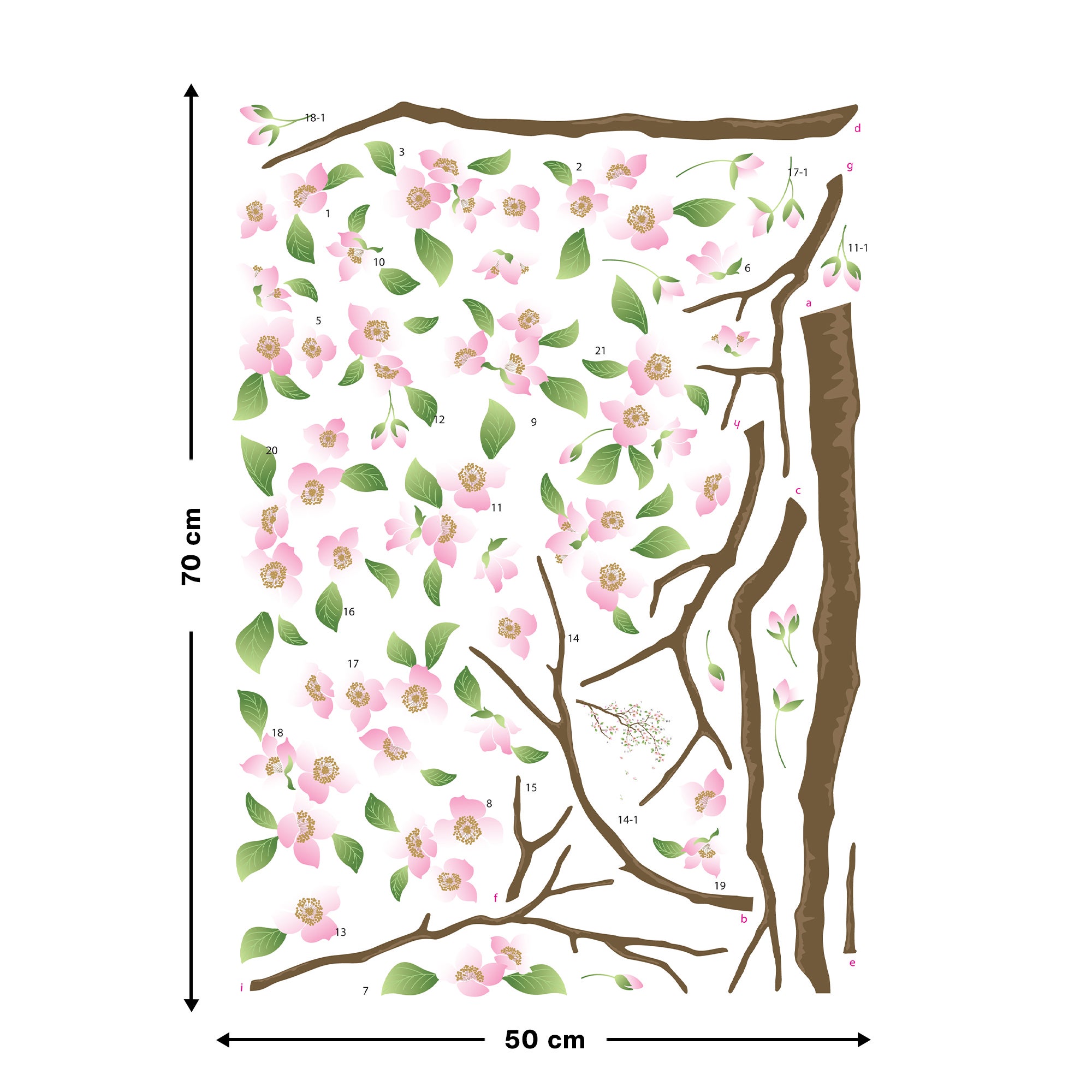 Stickers Muraux décoration adhésifs Cerisier en fleurs - 6