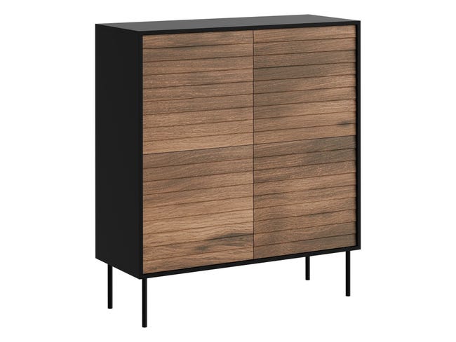 Buffet Flosoru 100, Noir, Noyer, 118x102x40cm, Stratifié, MDF | Leroy ...
