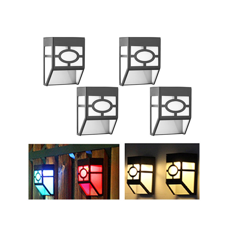 Zewnętrzne lampy solarne na patio, lampki LED na ogrodzenie, solarne lampki dekoracyjne, ciepłe światło + światło kolorowe, 4 sztuki