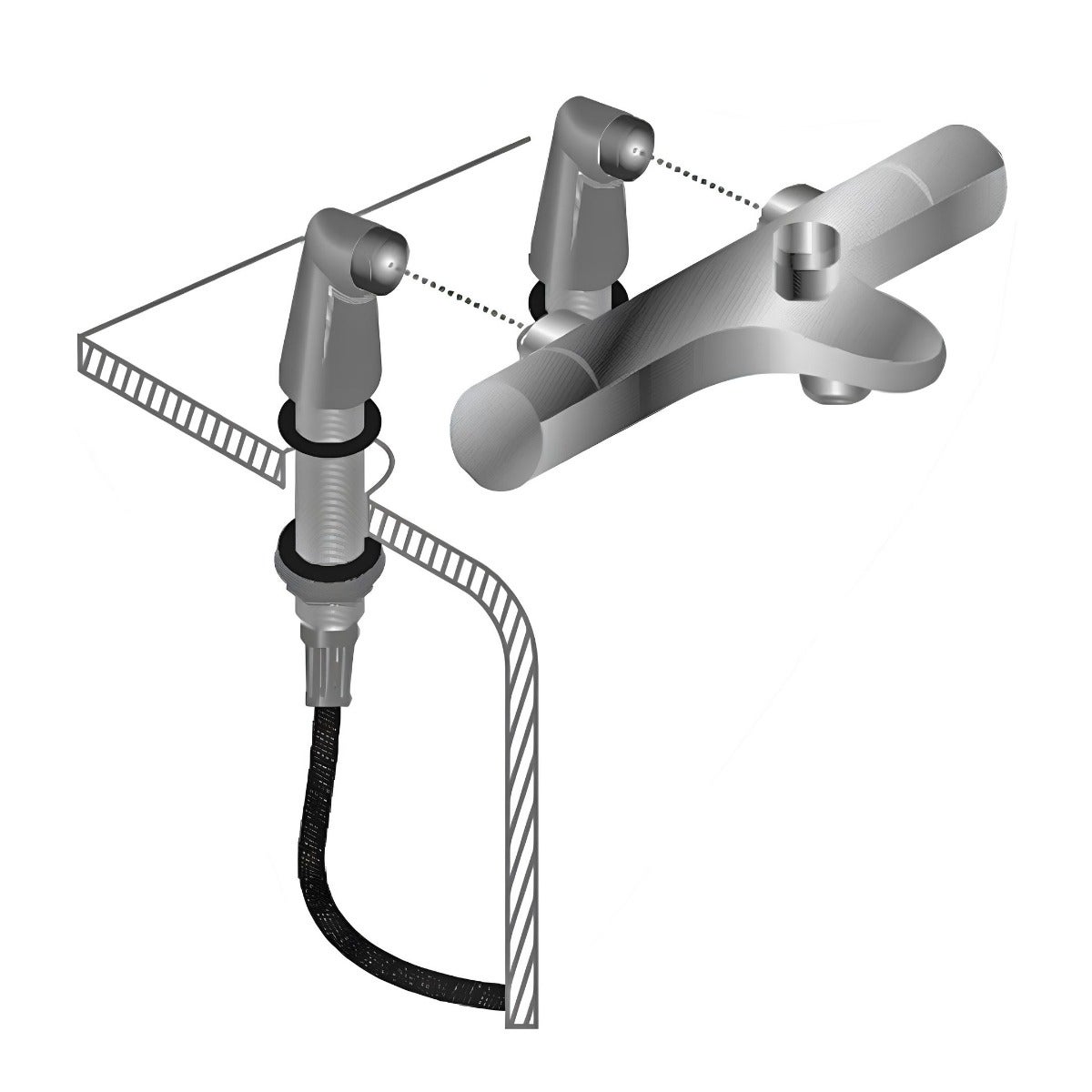 Colonnettes raccord bain-douche cuivre brossé - 5