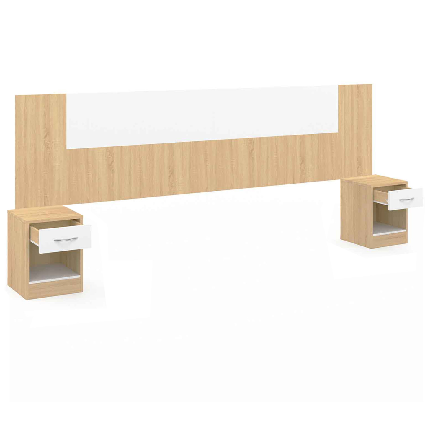 Tête de lit sur pied avec chevets modulables SAPA pour lit 140, 160 ou 180 cm bois et blanc - 4