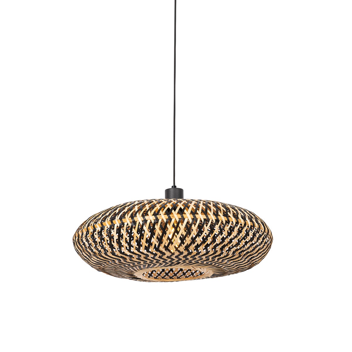 Orientalna lampa wisząca czarna bambusowa 50 cm - Ostrava