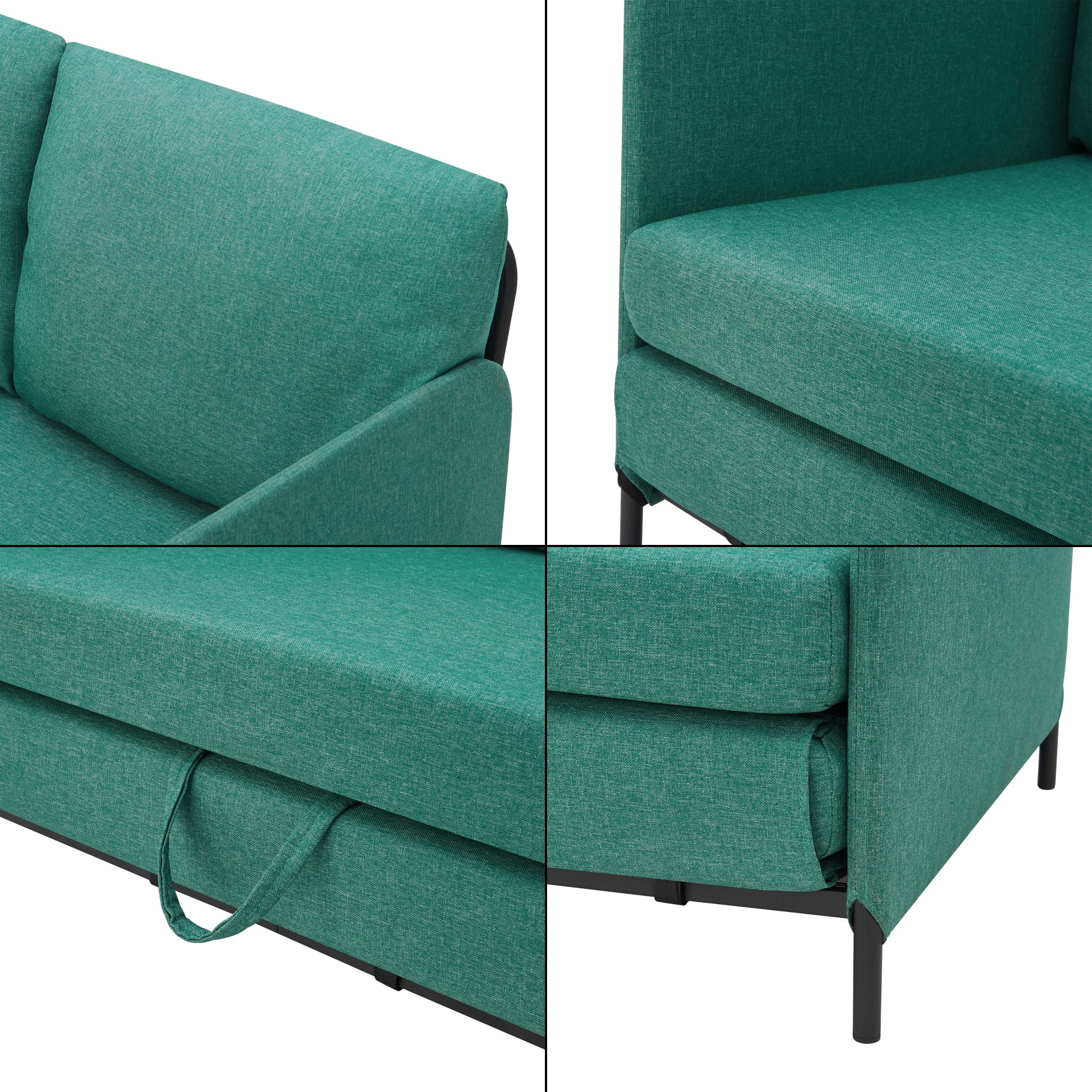 Divano Letto Estensibile Letto a Scomparsa 1 Piazza e Mezza 120 x 186 cm Cuscini Schienali Posti di Seduta per 2 Persone Sofa Imbottita - Verde - 6