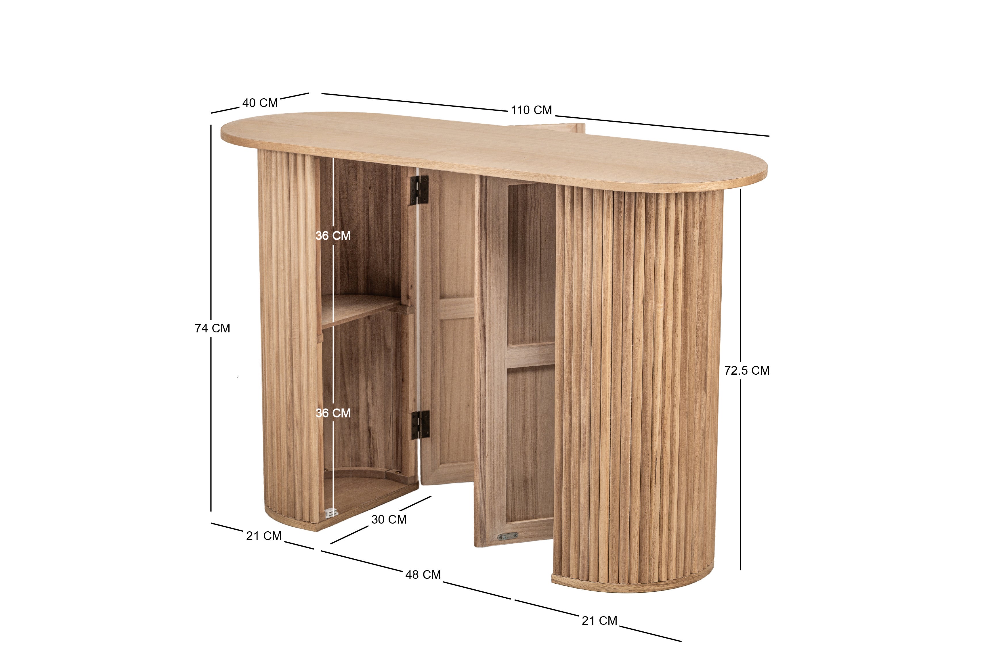 Nordlys - Console Table Scandinave en Bois avec Rangements Hetre Marron - 5