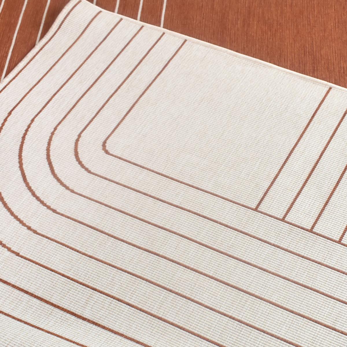 Tapis extérieur, kilim reversible 160x230 LYN2 T REVERSIBLE terracota et crème - 5