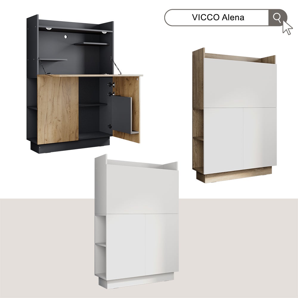 Vicco Biurko sekretarskie Alena, Antracyt/złoty dąb, 85 x 28.6 cm - 7