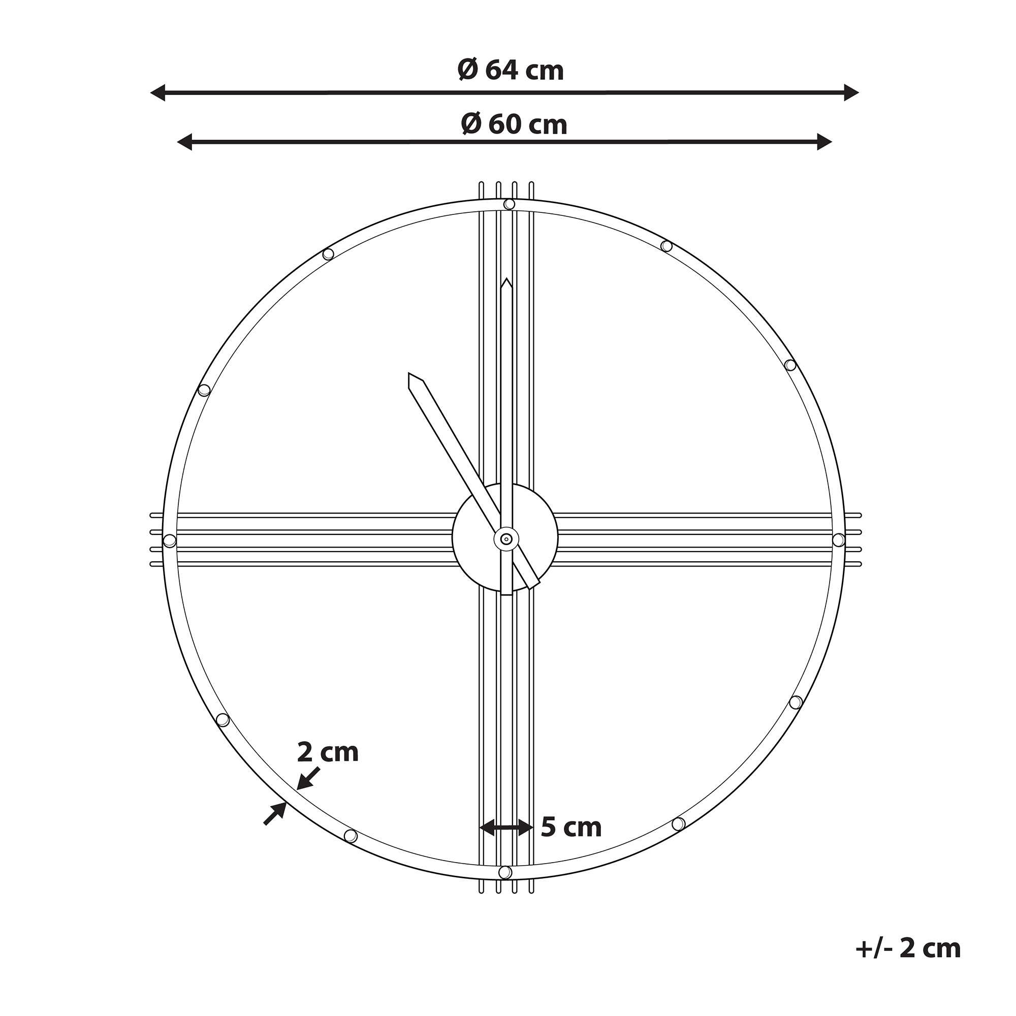 Orologio da parete ASCONA 64 cm Metallo Oro - 3